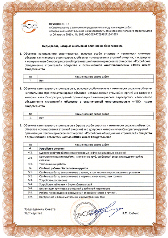 Свидетельство СРО ООО «ФКС-Клин»